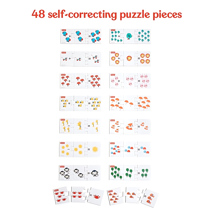 Fisher-Price Addition & Subtraction 48-Piece Learning Puzzle Set – Kids' Educational Math Game for Ages 4+ – Boosts Mental Math & Critical Thinking – Multicolor