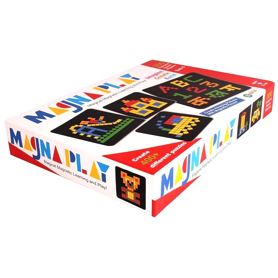 Ekta Magna Play Set 3 – Magical Magnetic Play & Learn Kit – 300+ Colorful Magnets with Double-Sided Metallic Board – Create 400+ Puzzles & Designs – Educational DIY Toy for Kids Ages 5+
