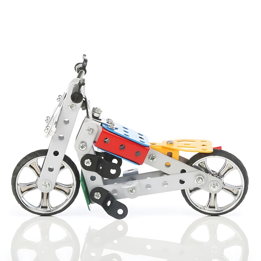 Zephyr Mechanix Motor Bikes STEM Building Set – 155 Pieces – 14-in-1 DIY Metal Construction Toy for Kids Ages 7+ – Engineering & Skill Development Kit – Builds 14 Motorcycle Models