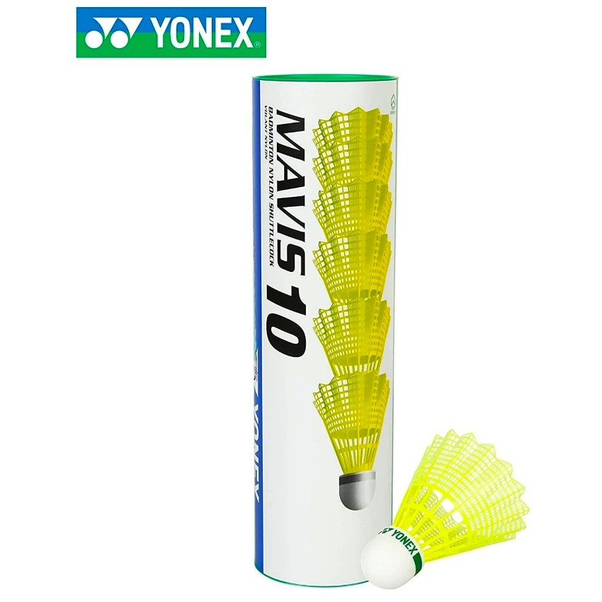 Yonex Mavis 10 Nylon Shuttlecock (Pack of 6) – Durable Training Birdies with Feather-Like Flight Performance – Medium Speed – Reliable Stability for Beginners