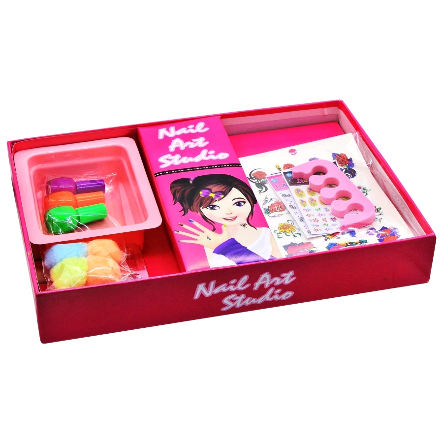 Ekta Nail Art Studio Kit for Girls – Complete DIY Salon Set with 3 Nail Polishes, Artificial Nails & Sparkly Stickers – Non-Toxic & Safe Beauty Toy for Kids – Creative Gift for Ages 8 to 12 Years