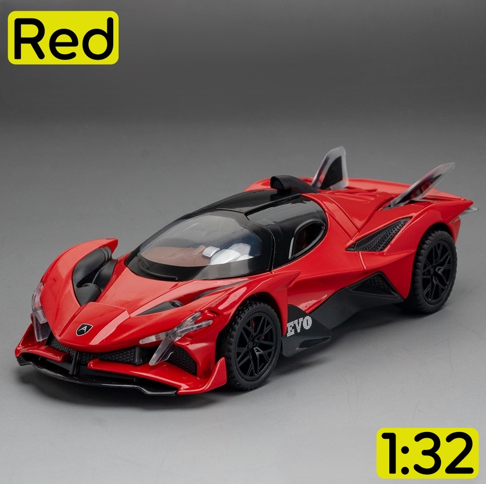 JINCHEJIANG® 1:32 Apollo Project Evo Diecast Replica Model Car - Metal Supercar with Scissor Doors, Sound & Light, Pull-Back Action