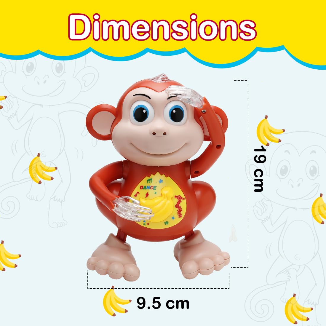 Gooyo Fun Dancing Monkey Toy – Electronic Singing Monkey with Vibrant Lights & Flapping Hands – Interactive Birthday Gift for Toddlers – Durable Music & Motion Toy for Kids