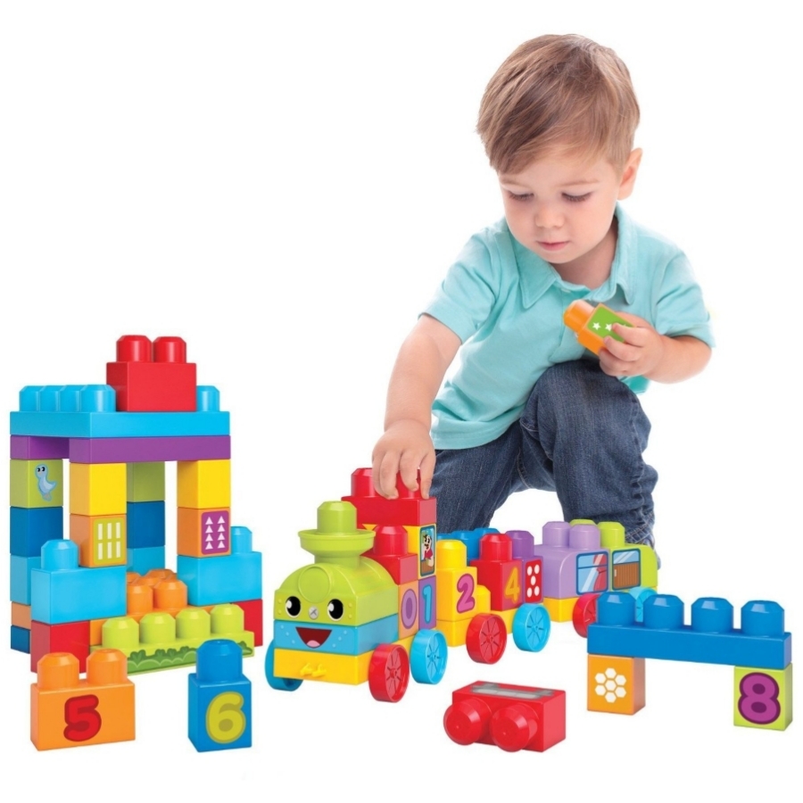 Ekta Mega Builder Set 2 – 37 Piece Educational Building Blocks – STEM Construction Toy with Train Wheels & Number Stickers – Early Learning Bricks for Kids Ages 3 to 6 Years