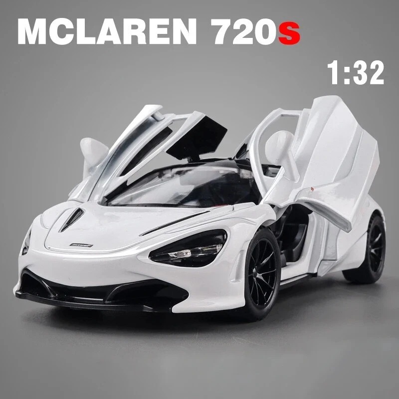 McLaren 720S Sports Car Model – 1:32 Scale Die-cast Alloy Metal Toy – Pull Back Action with Sound & Light – Premium Miniature Supercar for Kids & Collectors