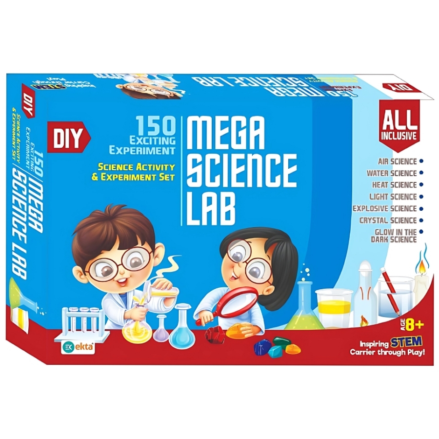 Ekta Mega Science Lab Kit – 150+ Exciting STEM Experiments for Kids – DIY Science Activity Set with Volcano, Rockets & Crystals – Educational Learning Toy for Boys & Girls – Ages 8 to 14 Years