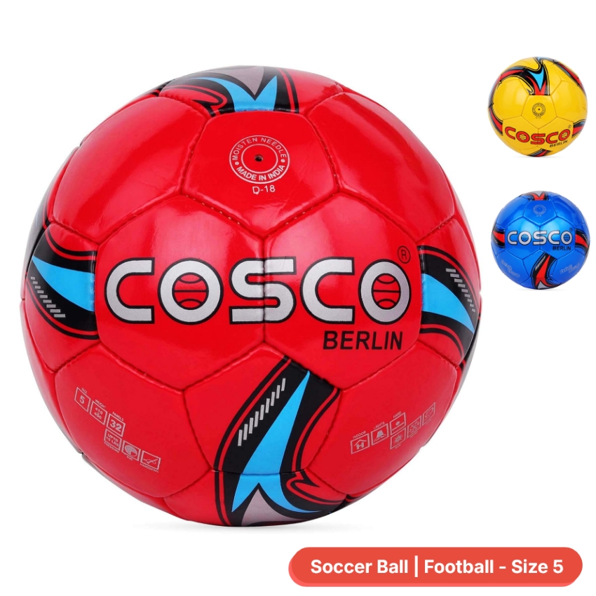 Cosco Berlin Football Size 5 – Premium Hand-Sewn PVC Training Ball – 32-Panel Metallic Design with Latex Bladder – Durable High-Rebound Soccer Ball for All Grounds (Pack of 1)