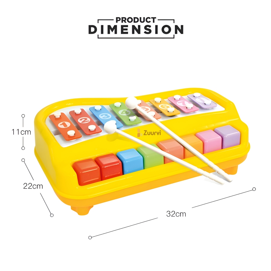 Zuurvi® Musical Piano & Xylophone Set - 8 Key Rainbow Glockenspiel with Mallets - Interactive Music Toy for Boys & Girls - Great Birthday Gift for Ages 1-5 - Assorted Colors (Pack of 1)