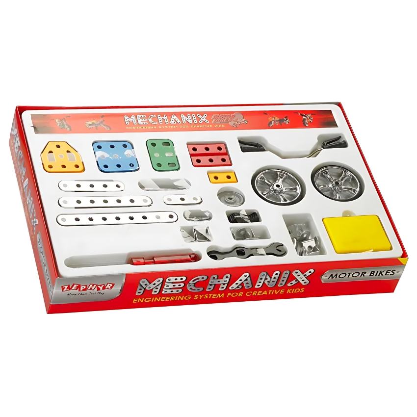 Zephyr Mechanix Motor Bikes STEM Building Set – 155 Pieces – 14-in-1 DIY Metal Construction Toy for Kids Ages 7+ – Engineering & Skill Development Kit – Builds 14 Motorcycle Models