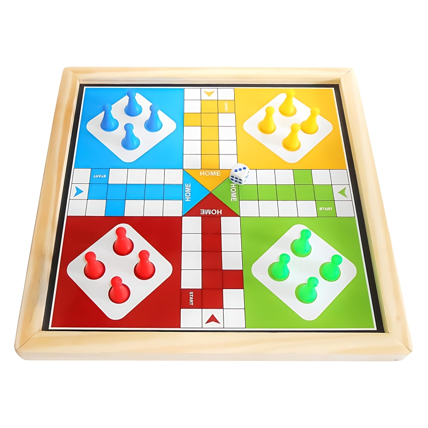 heKu 2-in-1 Magnetic Ludo & Snakes and Ladders Board Game – Handcrafted Wooden Travel Set – Double-Sided Magnetic Game Board with Coins & Dice – Ages 6+ Years