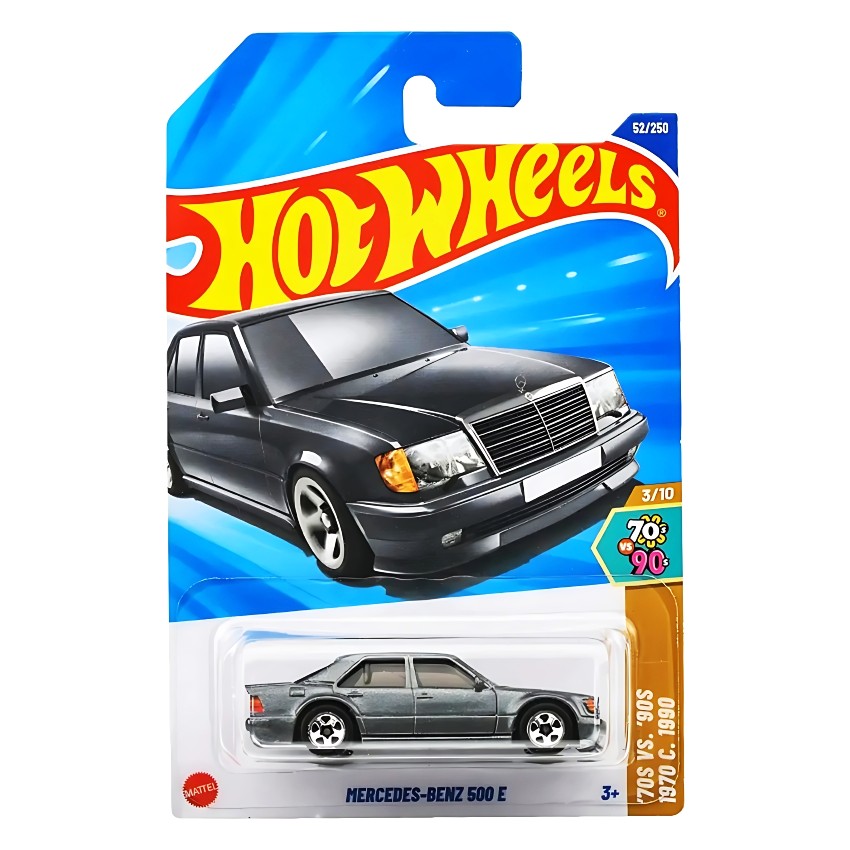 Hot Wheels Mercedes-Benz 500 E Silver – 1:64 Scale Die-Cast Car – 2025/2026 Mainline Collection – Silver Mercedes 500E Toy – Best Gift for Kids & Collectors
