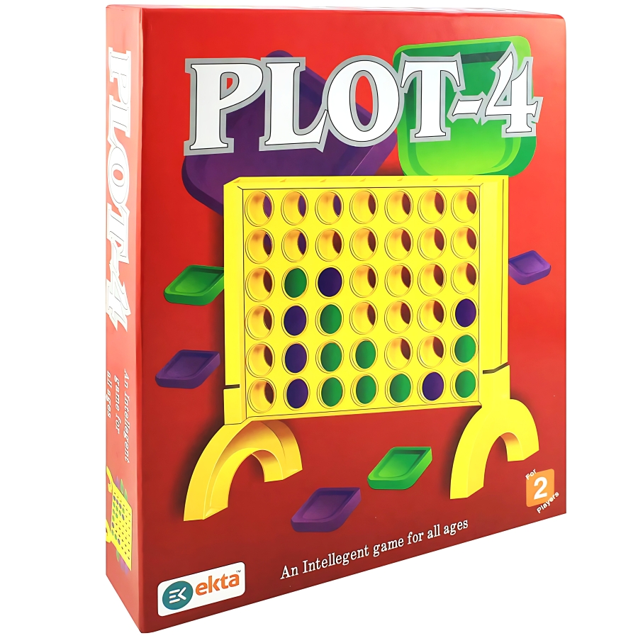 Ekta Plot-4 Strategy Board Game for Kids & Family – Classic 4-in-a-Row Connection Game with 40 Discs – Educational Brain Teaser for 2 Players – Non-Toxic & Portable Fun – Ages 5 to 12 Years