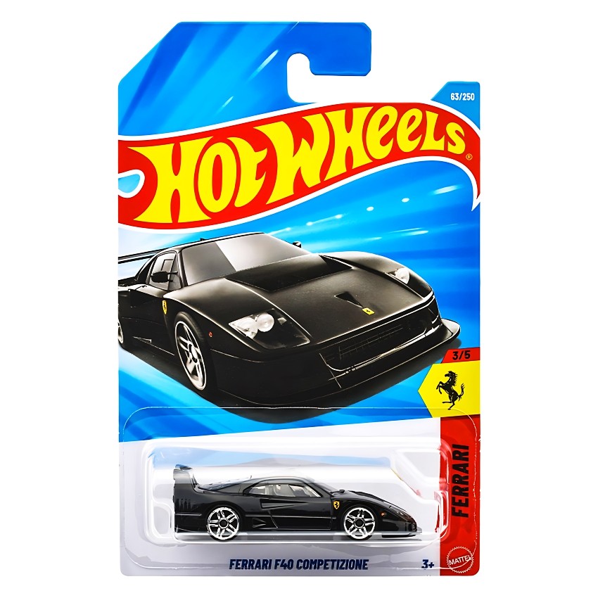 Hot Wheels Ferrari F40 Competizione (Black) – 2026 Mainline Case C/D – 1:64 Scale Die-Cast – Official Ferrari Licensed Product #63/250 – Ferrari Series 3/5 – Best Gift for Hot Wheels & Ferrari Collectors