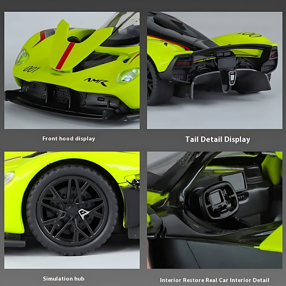 JINCHEJIANG® 1:32 Aston Martin Valkyrie AMR 001 Diecast Metal Car – Realistic Lights & Sounds – Openable Doors – Premium Alloy Pull-Back Model