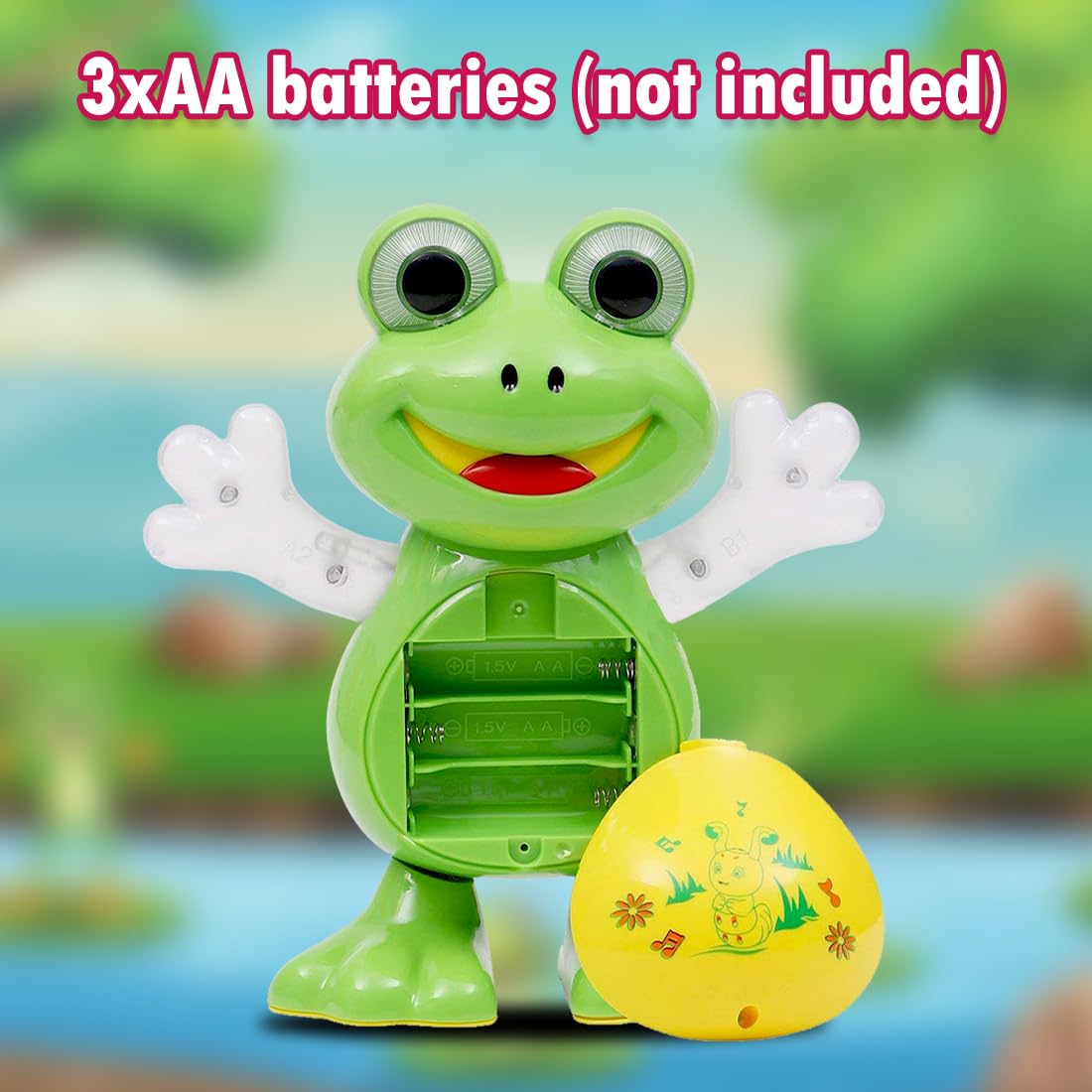 Gooyo Musical Dancing Frog - Electronic Walking Toy with Vibrant 3D Lights & Sound Effects - Hand-Flapping Interactive Frog for Boys & Girls - Best Early Learning Toy for Ages 1-5
