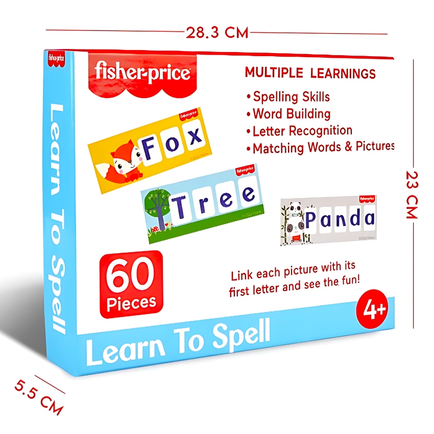 Fisher-Price Learn to Spell 60-Piece Learning Puzzle – Kids' Educational Spelling Game for Ages 4+ – Teaches 3, 4 & 5 Letter Words – Boosts Literacy & Phonics Skills