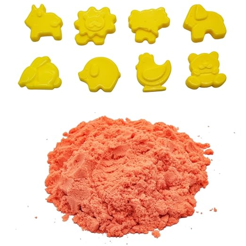 Ekta Active Sand Canister Junior – 200g Squeezable Magic Sand with 8 Moulds – Non-Toxic Indoor Play Sand for Kids – Never Dries Out – Educational Sensory Toy for Ages 3+