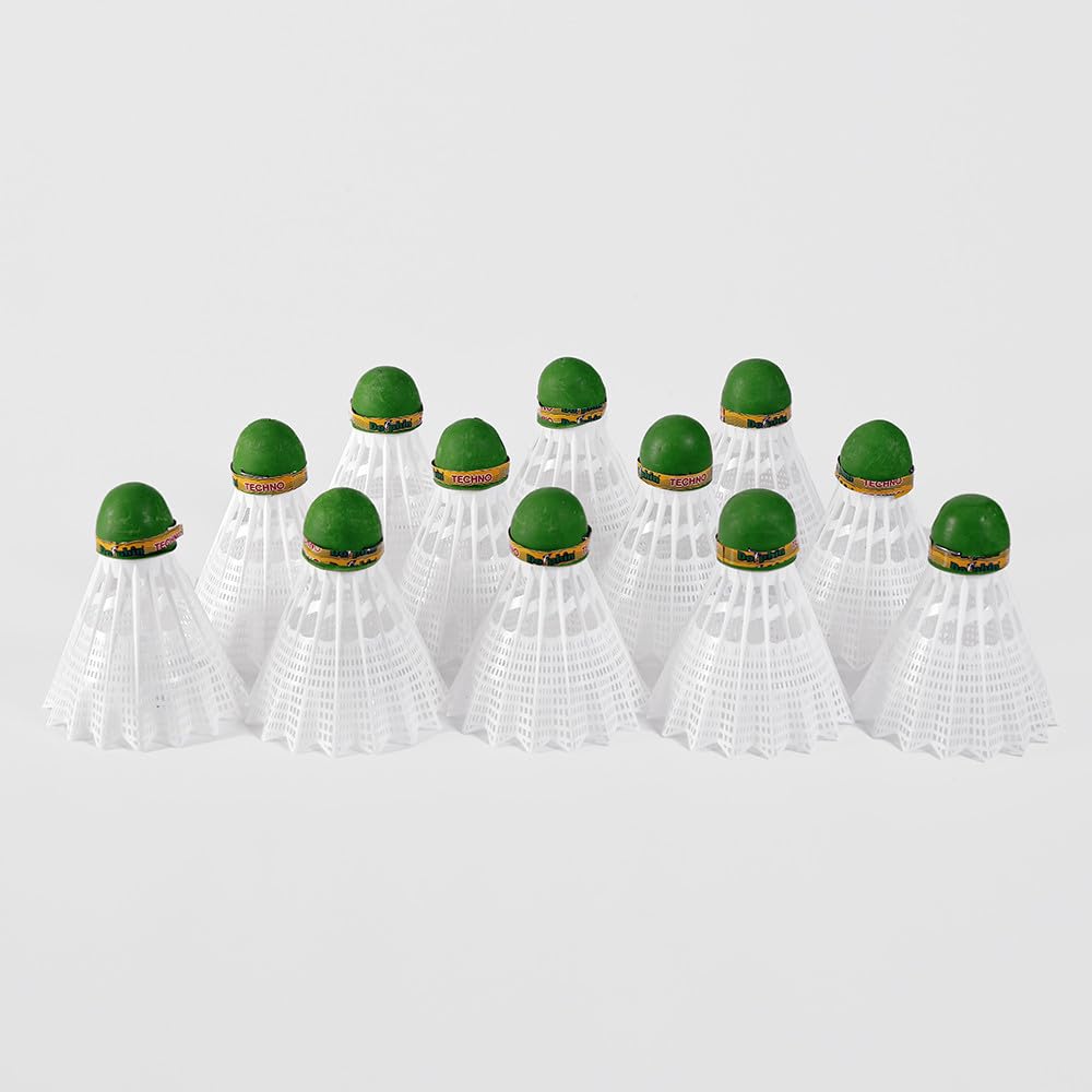 Dolphin Retro Plastic Badminton Shuttlecock – Pack of 12 (White) – Durable Nylon Shuttlecocks for Practice & Outdoor Play – High-Quality Training Birds