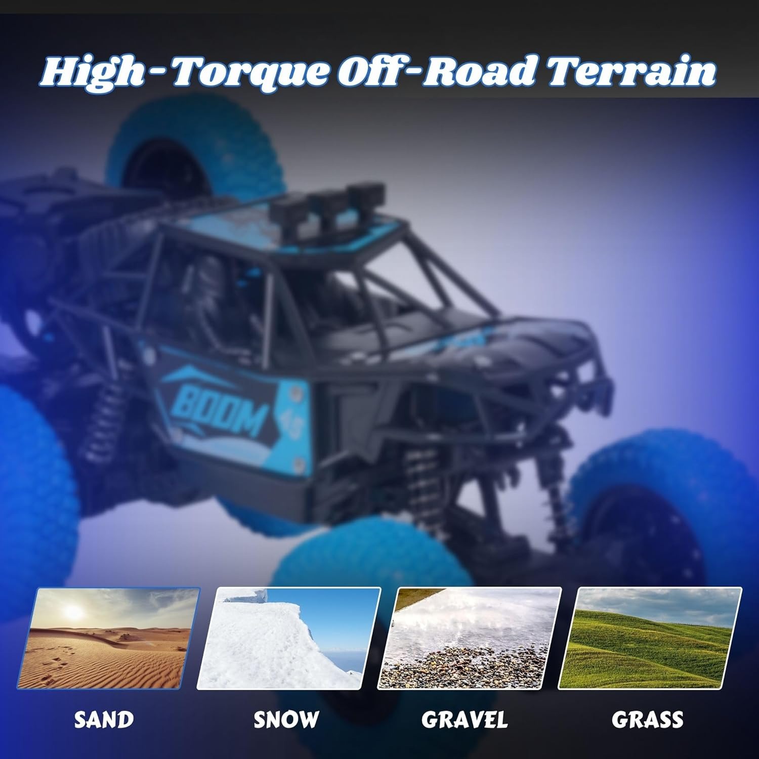 Gooyo GY-88 8WD Monster Rock Crawler – All-Terrain RC Car with 8 Rubber Tyres – 50 Degree Vertical Climb Power – Rechargeable Lithium Battery Included – (Assorted Color) - Pack of 1