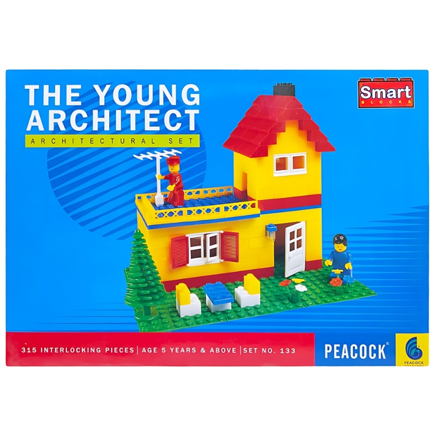 Peacock The Young Architect Set – 315 Piece Smart Building Blocks – STEM Architectural Construction Toy for Kids – DIY House & Building Kit – Ages 5+ Years