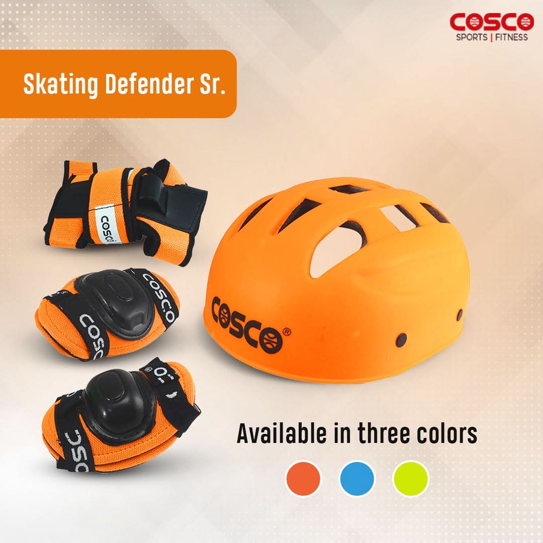 Cosco Defender Sr. Skating Protective Kit – 4-in-1 Senior Safety Gear with ABS Helmet, Knee, Elbow & Palm Guards – High-Impact EVA Foam Padding – Adjustable Size for Adults