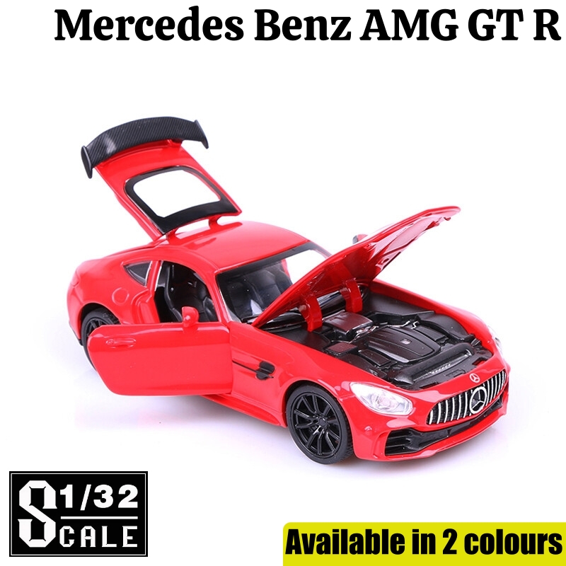 Mercedes-Benz AMG GTR 1:32 Metal Die-Cast Car – Pull Back Toy with Sound & Light – Realistic Alloy Model – Opening Doors – Durable Birthday Gift for Kids Ages 3+