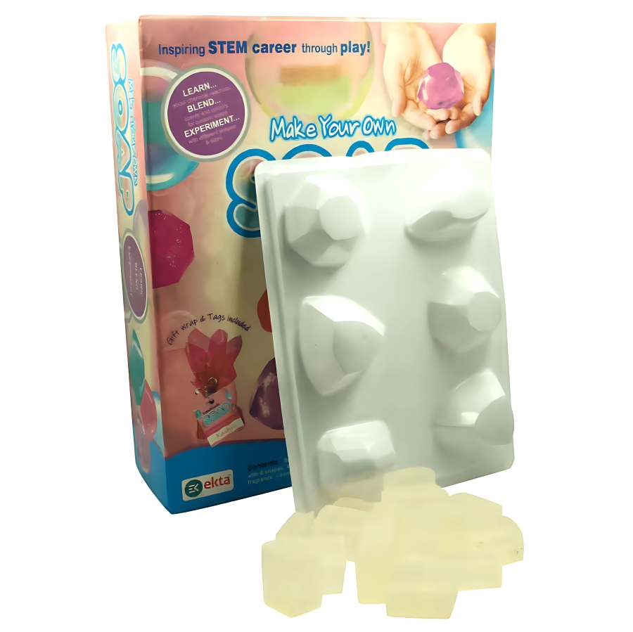 Ekta Make Your Own Soap Gem Stones – DIY Jewelry Maker & Soap Lab for Kids – Includes Soap Base, Molds, Dyes & Glitter – Educational STEM Craft Kit – Best Birthday Gift for Boys & Girls Ages 7+