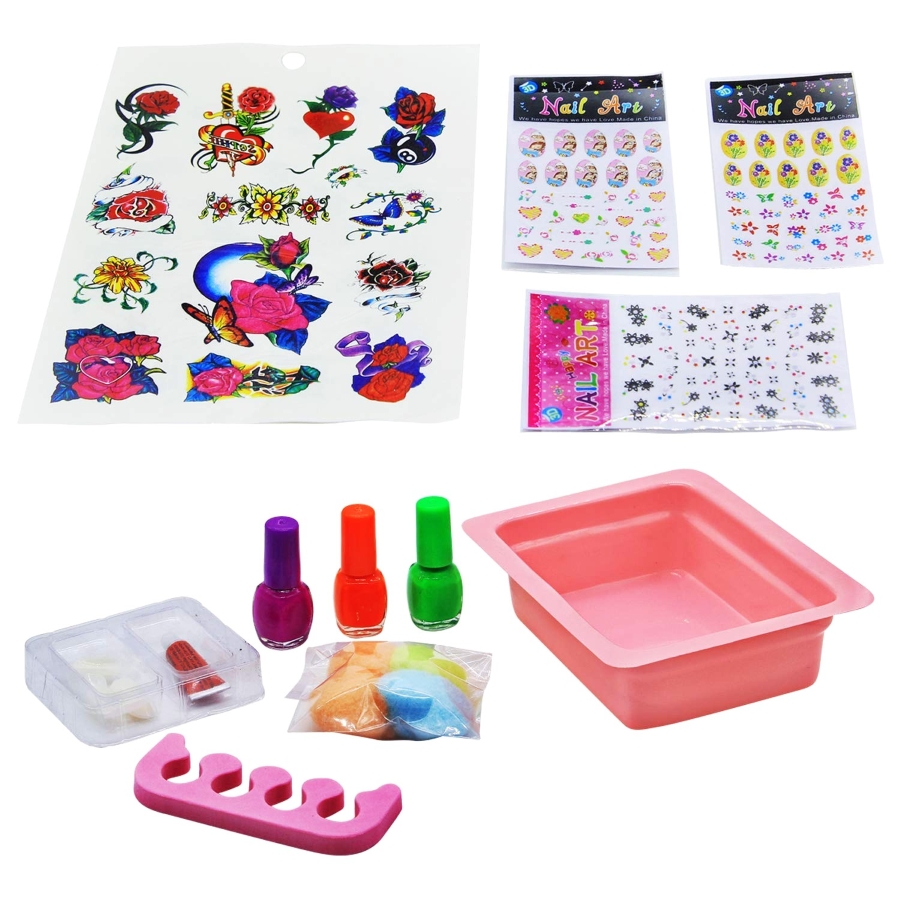 Ekta Nail Art Studio Kit for Girls – Complete DIY Salon Set with 3 Nail Polishes, Artificial Nails & Sparkly Stickers – Non-Toxic & Safe Beauty Toy for Kids – Creative Gift for Ages 8 to 12 Years
