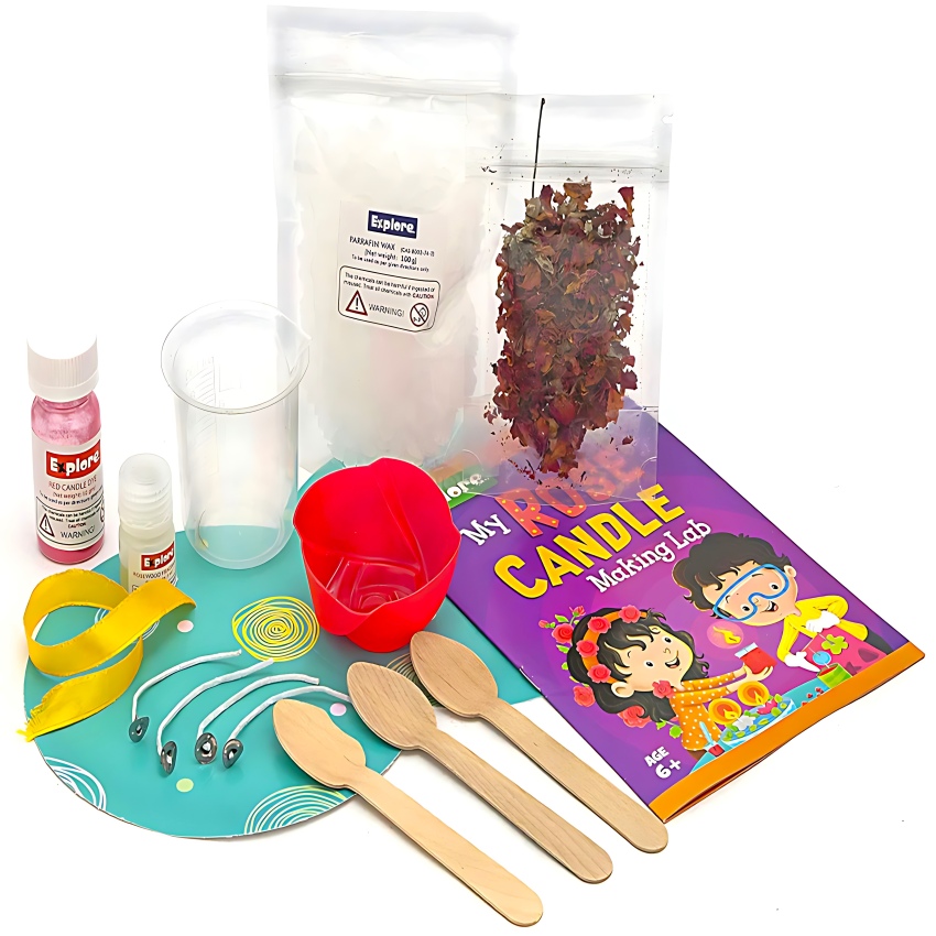 Eksploe My Rose Candle Making Lab – Educational Chemistry Kit for Boys & Girls – Make Your Own Scented Rose Candles – Develops Fine Motor Skills & Creativity – Safe & Non-Toxic
