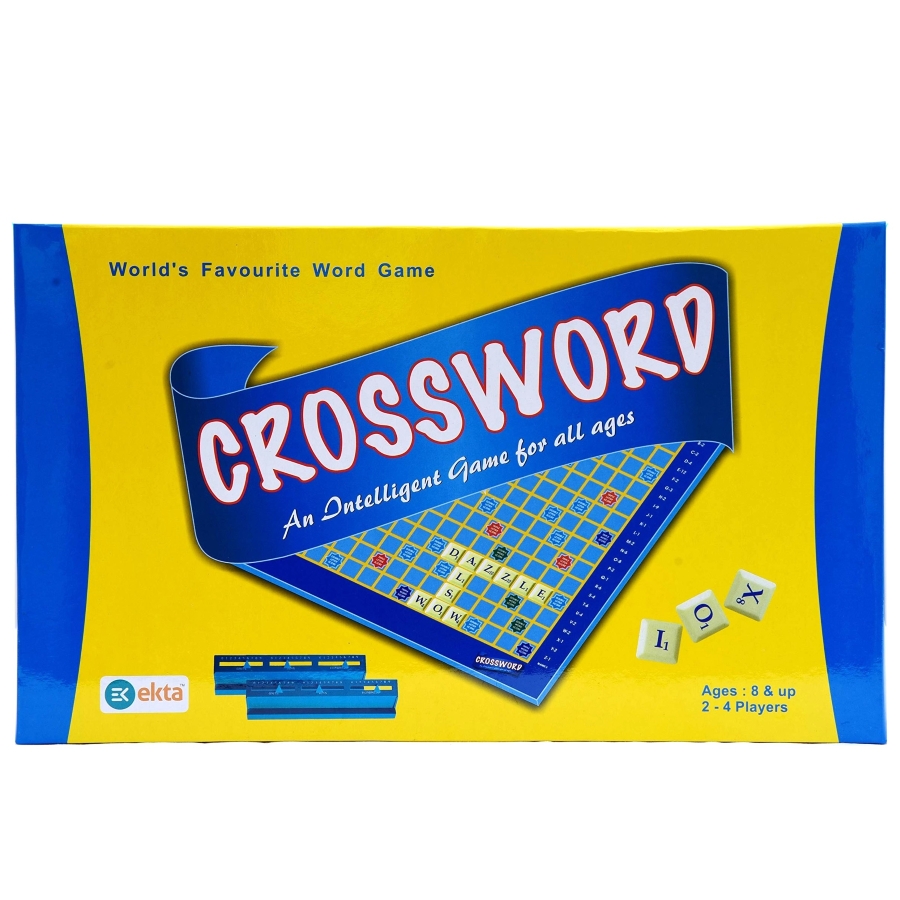 Ekta Crossword Board Game for Kids & Adults – Classic Word-Building Puzzle with Letter Tiles & Racks – Educational Vocabulary & Spelling Game – Interactive Family Fun – Ages 7 to 12 Years