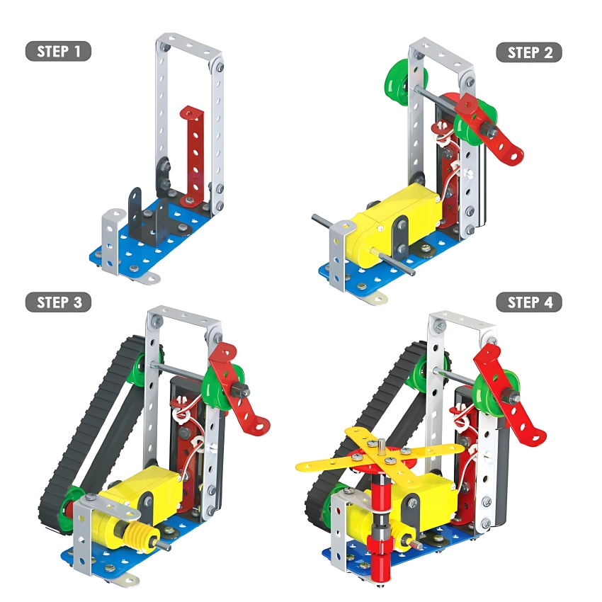 Zephyr Mechanix Robotix 2 STEM Building Set – 166 Pieces – 8-in-1 DIY Metal Construction Toy for Kids Ages 7+ – Advanced Robot Model Kit – Builds 8 Articulated Mechanical Figures