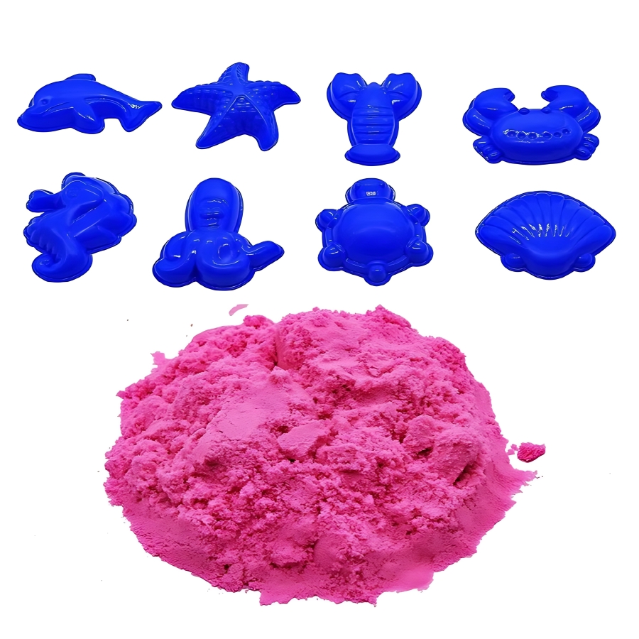 Ekta Active Sand – Colorful Squeezable Play Sand – DIY Creative Construction Toy – Includes Moulds & Storage – Non-Sticky & Easy-to-Clean Sensory Game for Kids