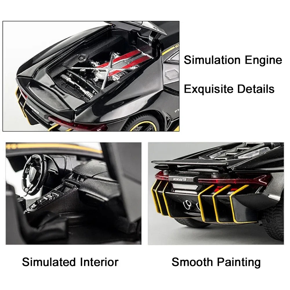 COOCOO 1:32 Scale Lamborghini Centenario LP770-4 Diecast Model – Pull Back Alloy Metal Sports Car with Sound, Light & Opening Doors