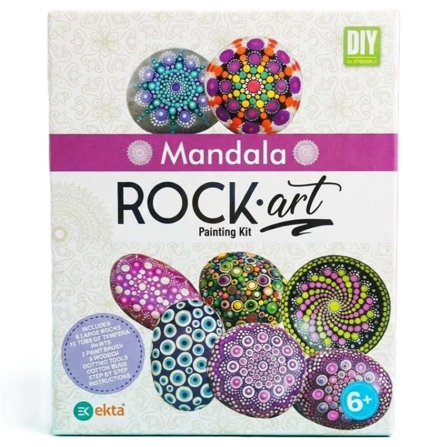 Ekta Mandala Rock Art Painting Kit – DIY Stone Art Set with Natural River Rocks – Includes Dotting Tools, Acrylic Paints & Varnish – Creative Meditation & Mindfulness Craft for Kids & Adults – Ages 8+