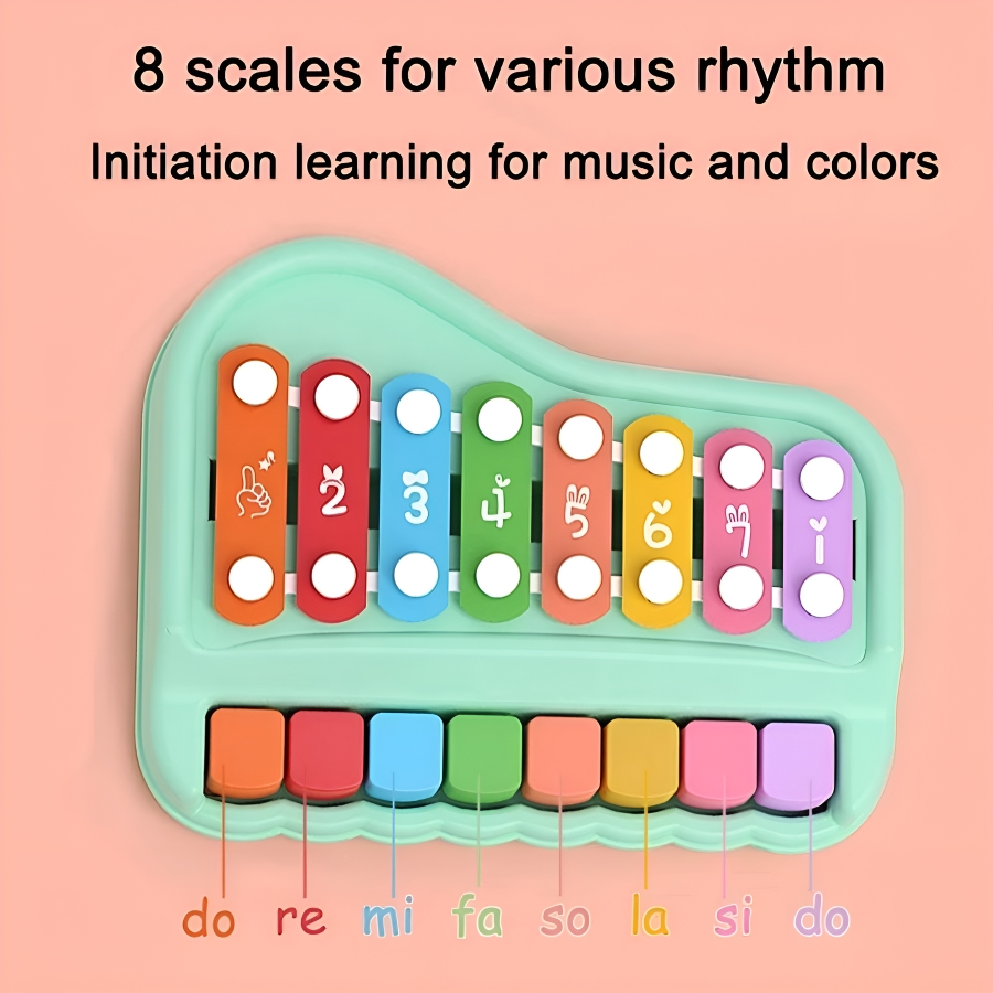 Zuurvi® Musical Piano & Xylophone Set - 8 Key Rainbow Glockenspiel with Mallets - Interactive Music Toy for Boys & Girls - Great Birthday Gift for Ages 1-5 - Assorted Colors (Pack of 1)