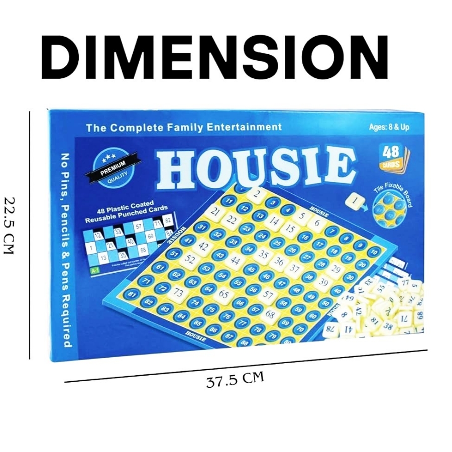 Ekta Housie Party Game - Traditional Tambola Bingo Set with 48 Reusable Plastic Coated Cards & 90 Number Tokens for Social Gatherings & Kitty Parties - Complete Indian Bingo Game for Kids & Adults