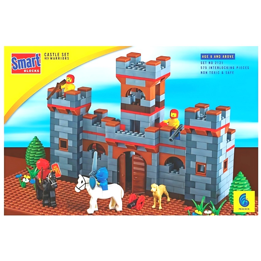 Peacock Castle Building Set with Warriors – 575 Piece Premium Interlocking Blocks – Medieval Kingdom Construction Toy – STEM Educational Battle Set for Kids – Ages 6+ Years