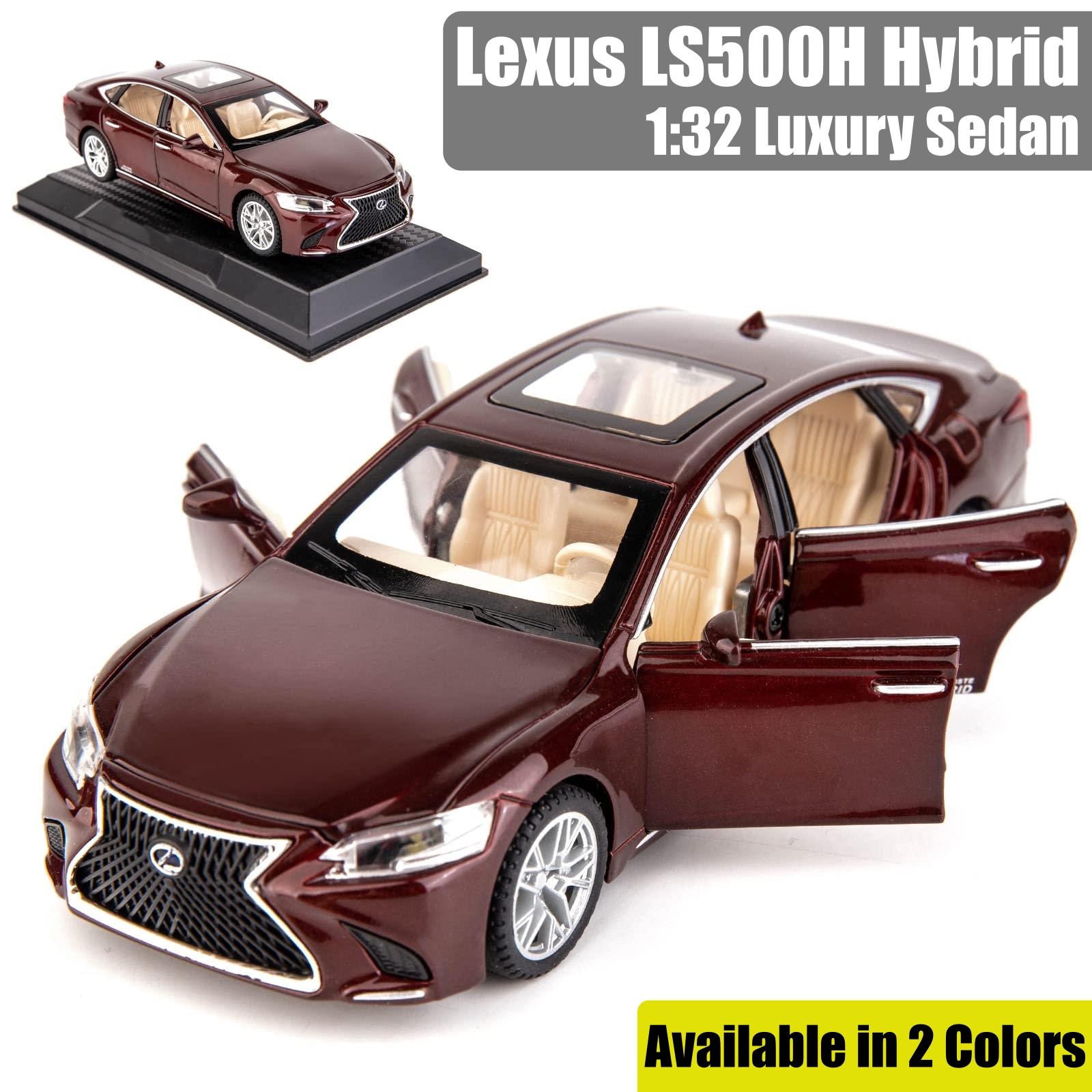 Lexus LS500h 1:32 Metal Die-Cast Car – Pull Back Toy with Sound & Light – Durable Zinc Alloy Model – Realistic Luxury Sedan – Best Birthday Gift for Kids Ages 3+