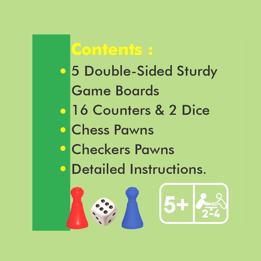 Ekta 10-in-1 Classic Family Board Games Collection – Includes Ludo, Snakes & Ladders, Chess, Chinese Checkers & More – Ultimate Indoor Strategy & Party Game Set – Gift for Kids & Adults Ages 5+