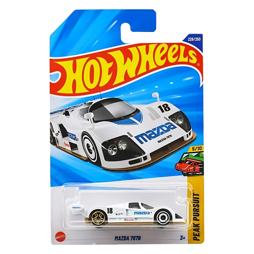 Hot Wheels 2025/2026 Mazda 787B (White)– #226/250 Peak Pursuit 5/10 – 1:64 Scale JDM Die-Cast Le Mans Legend – 2025 Mainline Case M/N – Scale Rotary Engine Race Car – White AeroDisc Wheels – Collector’s Edition