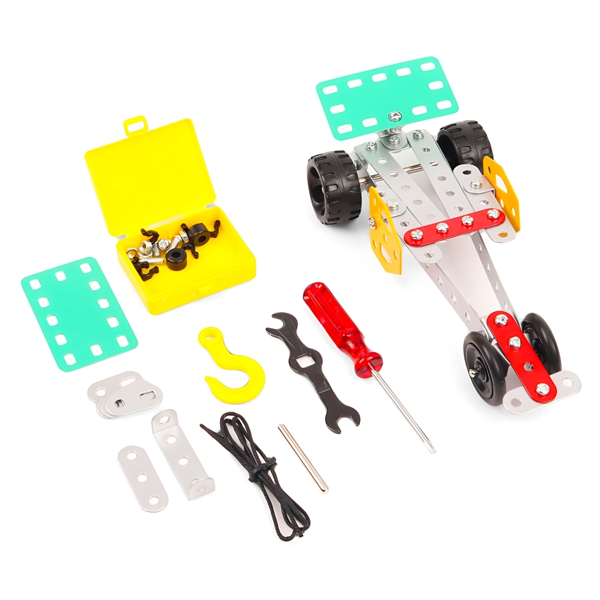 Zephyr Mechanix 0 STEM Building Set – 98 Pieces – 5-in-1 Metal Construction Toy for Kids Ages 7+ – Introductory Engineering Kit – Builds 5 Models including Car & Helicopter