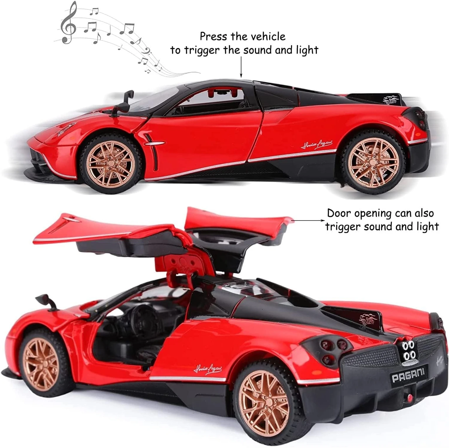 BigFun Toys Pagani Huayra 1:24 Diecast – Metal Alloy Supercar Model with Opening Parts – High-Detail 1/24 Scale Collectible Toy Car – New in Box