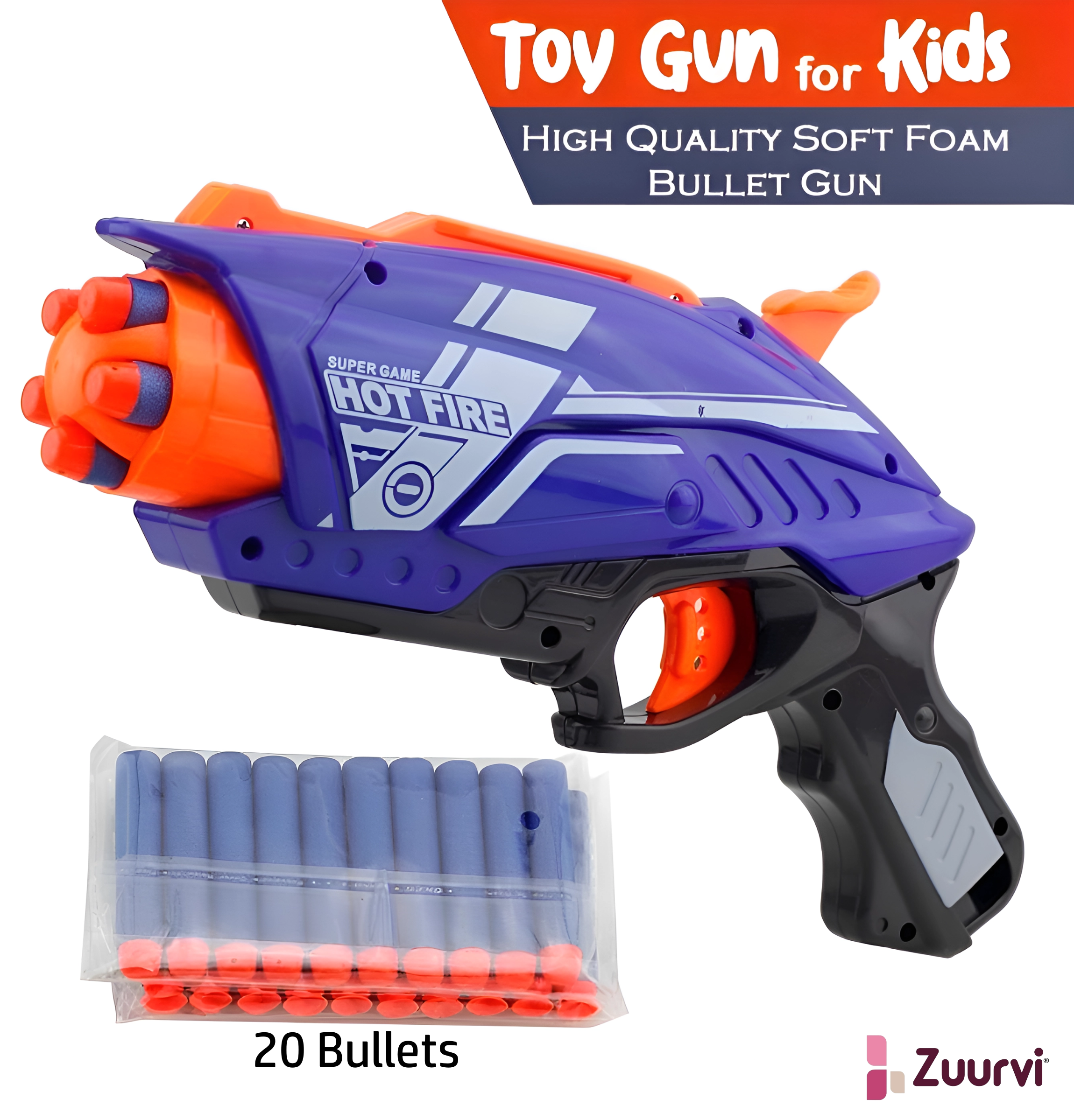 Zuurvi® Manual Soft Bullet Rapid Shooter Blaze Storm Gun with 20 Foam Bullets for Kids Guns & Darts (Multicolor)