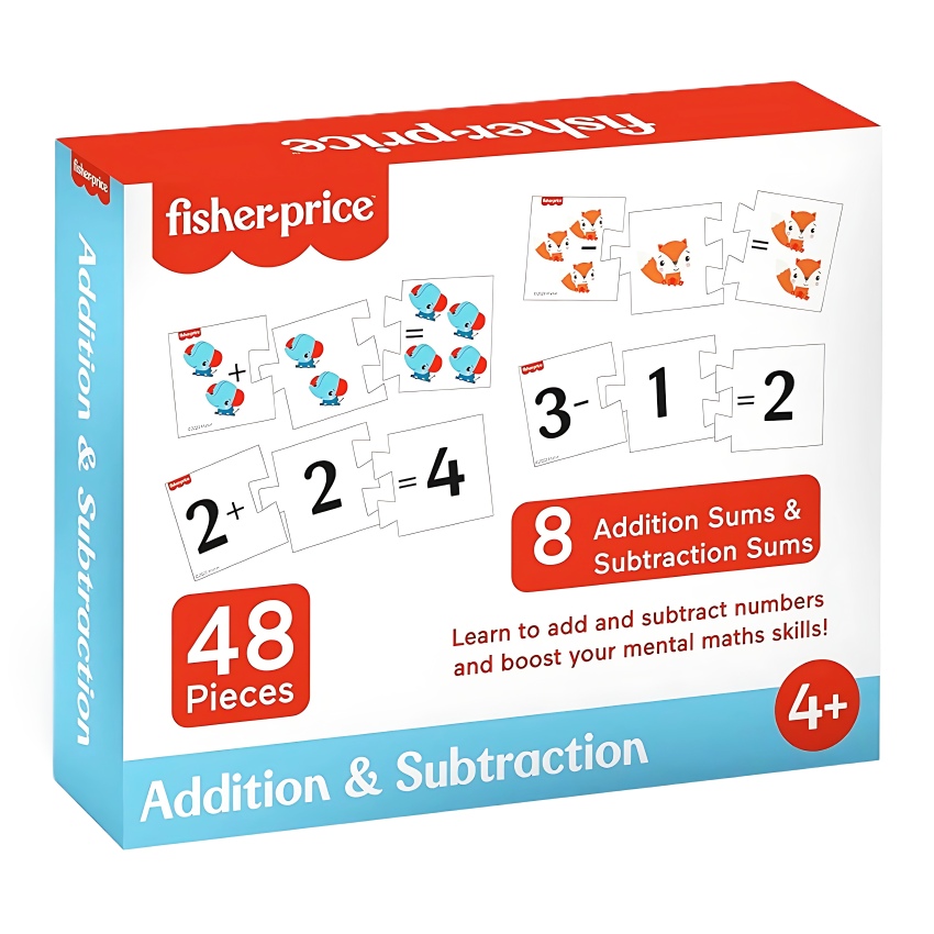 Fisher-Price Addition & Subtraction 48-Piece Learning Puzzle Set – Kids' Educational Math Game for Ages 4+ – Boosts Mental Math & Critical Thinking – Multicolor
