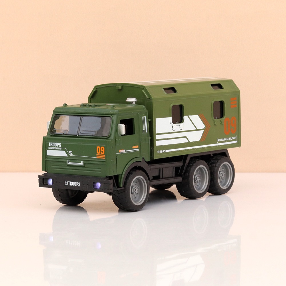 BigFun Toys 1:32 Scale Military Troops Diecast Model Truck –Pull Back Army Vehicle with Realistic Sound and Lights (Assorted)