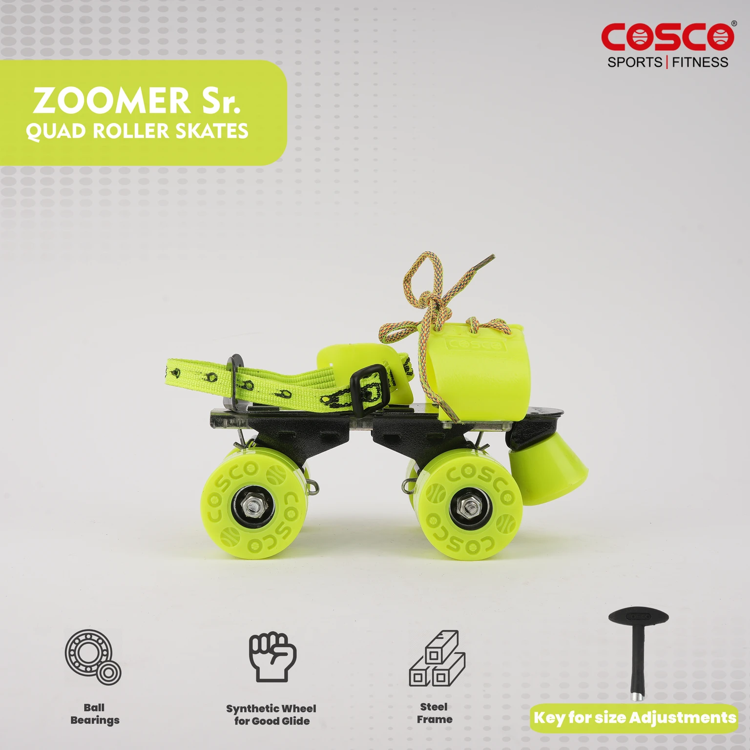 Cosco Skating Zoomer Senior – High-Impact Synthetic Wheels for All Surfaces – Double Closure Support for Extra Stability – Beginner to Intermediate Quad Skates – Size Adjustable