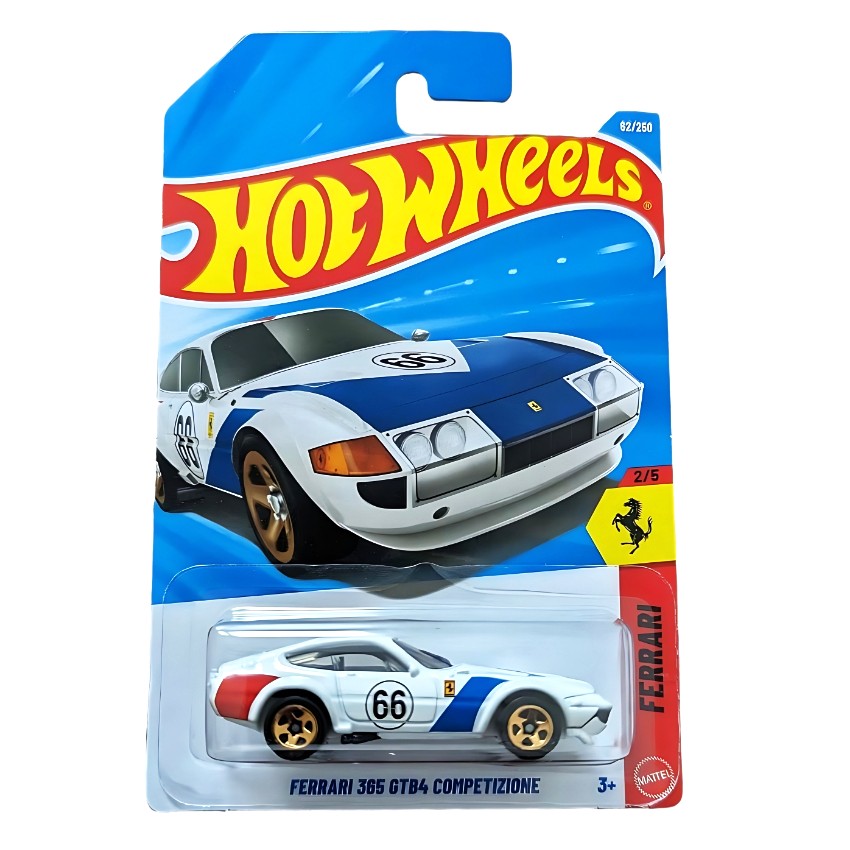 Hot Wheels 2026 Ferrari 365 GTB4 Competizione (White) – #66 Racing Livery – #62250 Ferrari Series – Detailed 164 Scale Endurance Racer – Bronze 5SP Wheels – Collector’s Edition