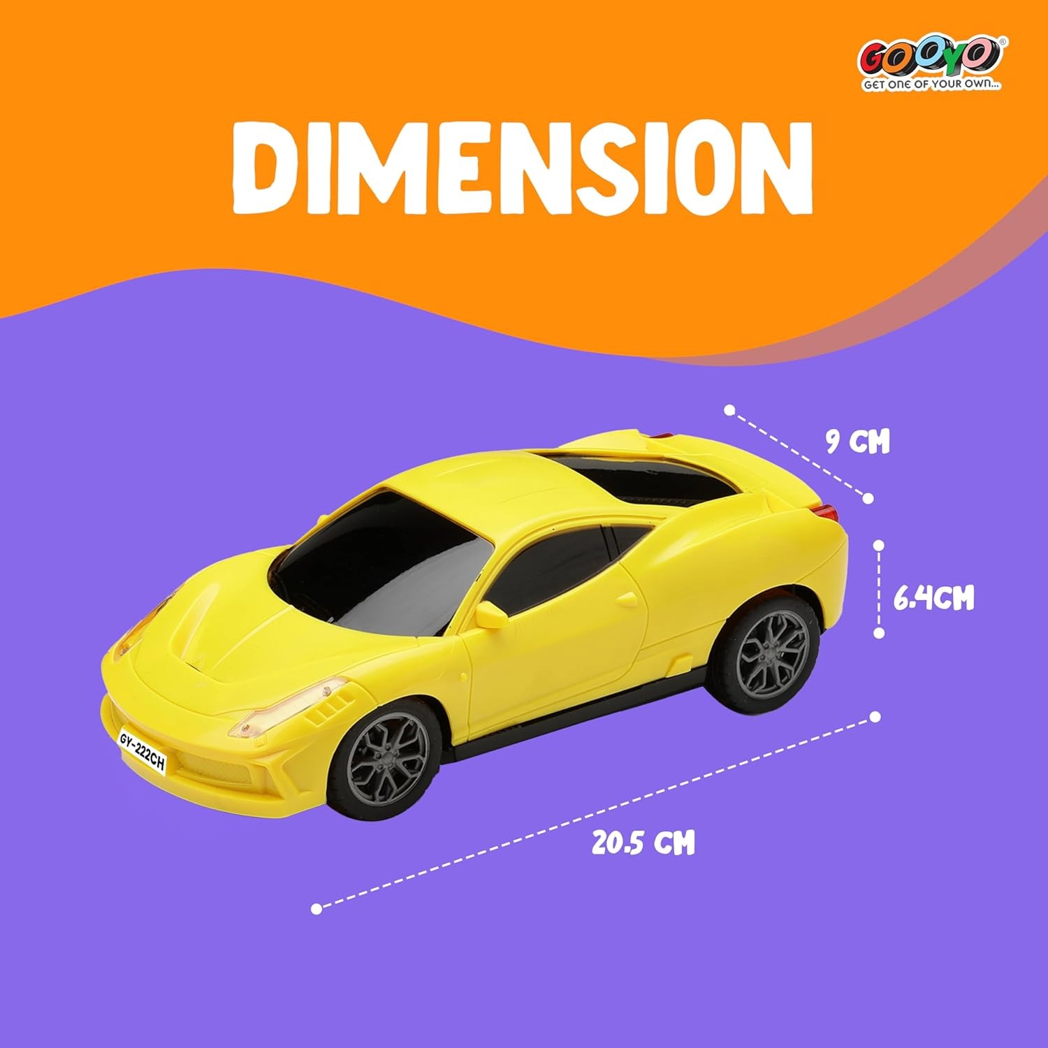 Gooyo GY-222CH Rechargeable Remote Control Car – High-Speed RC Racing Toy for Kids – Includes Lithium Battery & USB Charger (Assorted Color) - Pack of 1