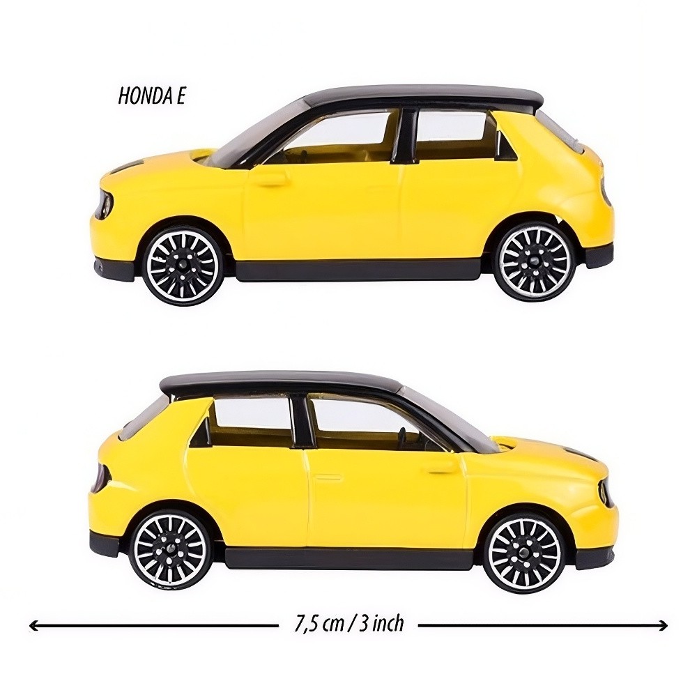 Majorette Honda e Yellow (Street Cars Series) 1/64 Scale Diecast Metal Model – JDM Miniature Electric Car Collector's Edition