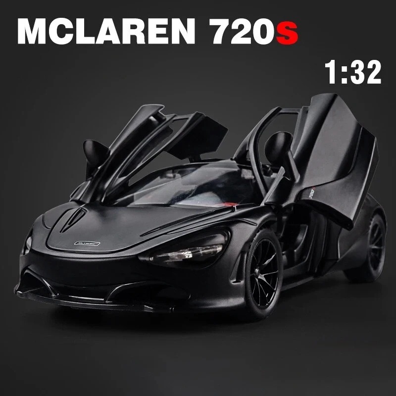 McLaren 720S Sports Car Model – 1:32 Scale Die-cast Alloy Metal Toy – Pull Back Action with Sound & Light – Premium Miniature Supercar for Kids & Collectors